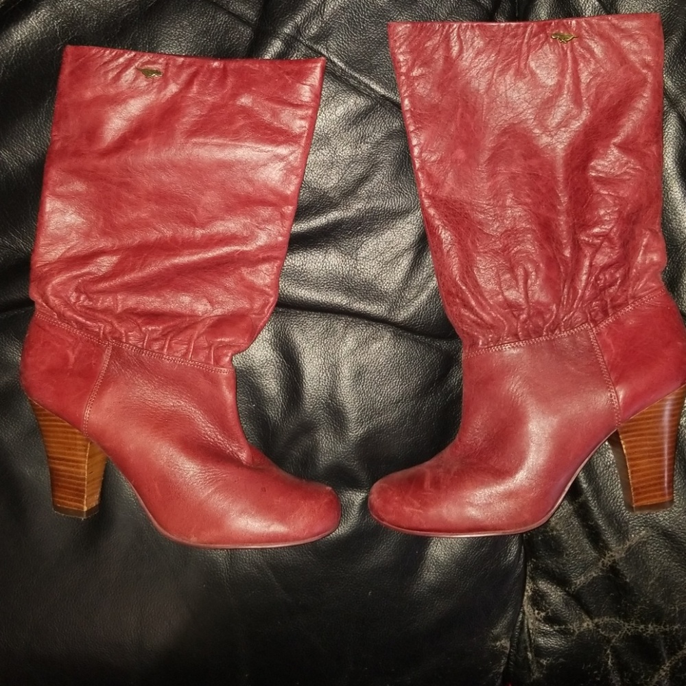 Vintage leather upper midcalf boots
